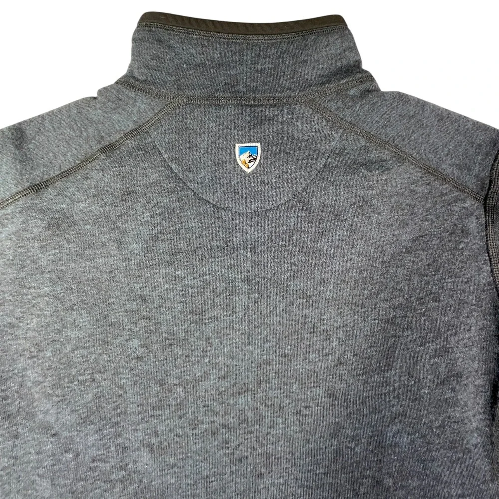Kuhl Mens Quarter Zip Pullover Sweater Charcoal Heather Grey Medium Hiking Layer
